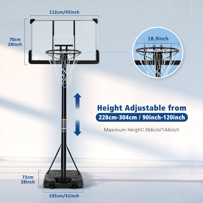 MaxKare Adjustable Height Steel Portable FullSize Basketball Hoop